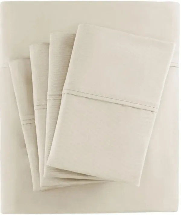 Olliix by Madison Park 7 Piece Ivory Split King 800 Thread Count Cotton Rich Sateen Sheet Set