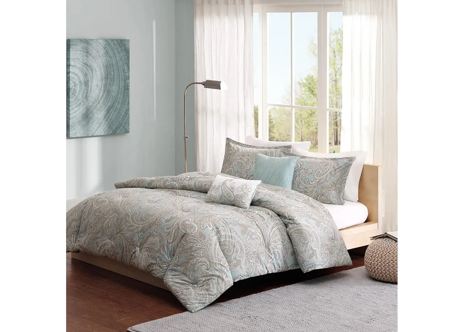 Olliix by Madison Park Pure Ronan Blue Full/Queen Cotton Comforter Set