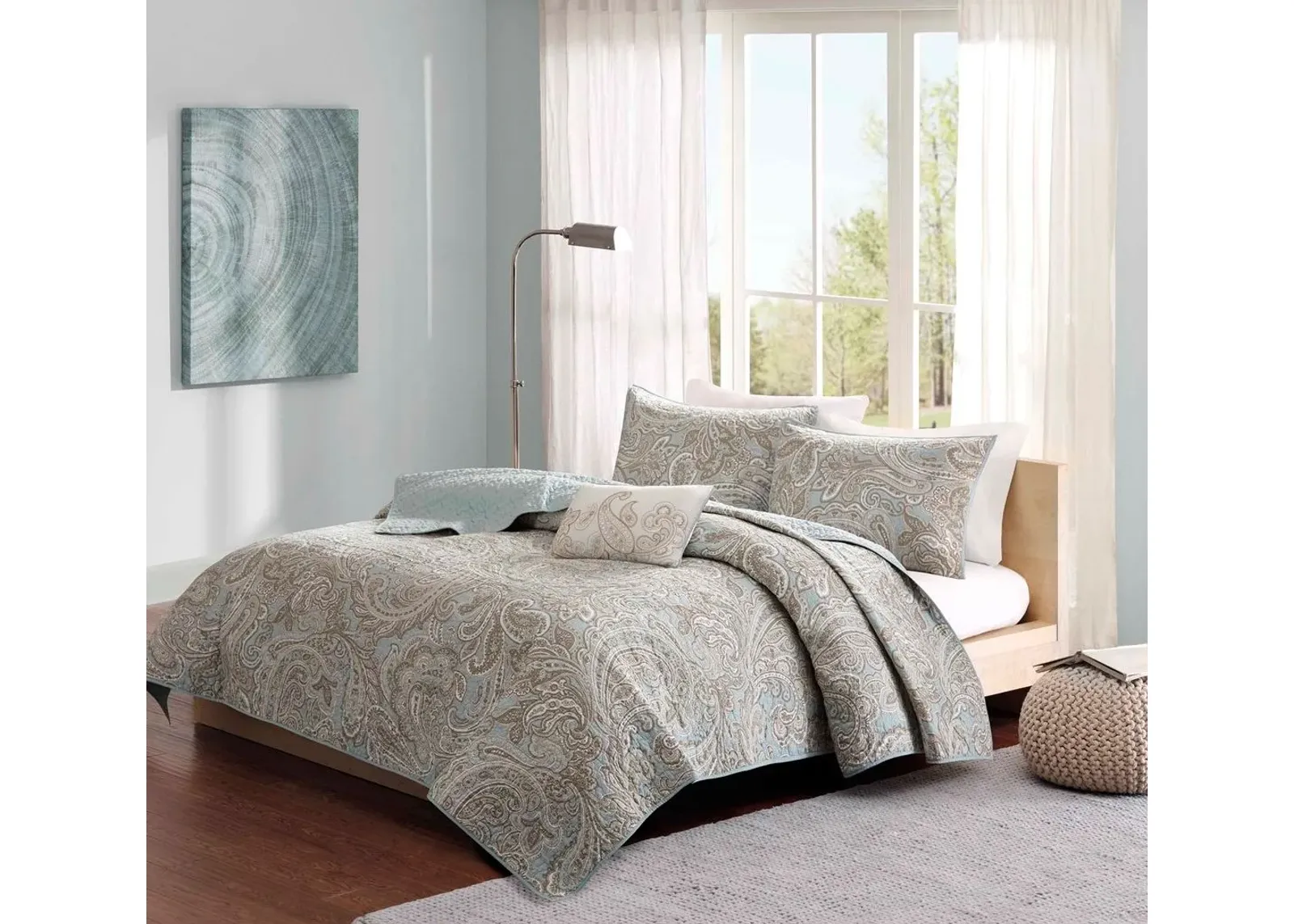 Olliix by Madison Park Pure Ronan 4 Piece Blue Full/Queen Coverlet Set