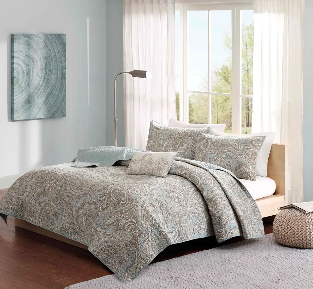 Olliix by Madison Park Pure Ronan 4 Piece Blue Full/Queen Coverlet Set