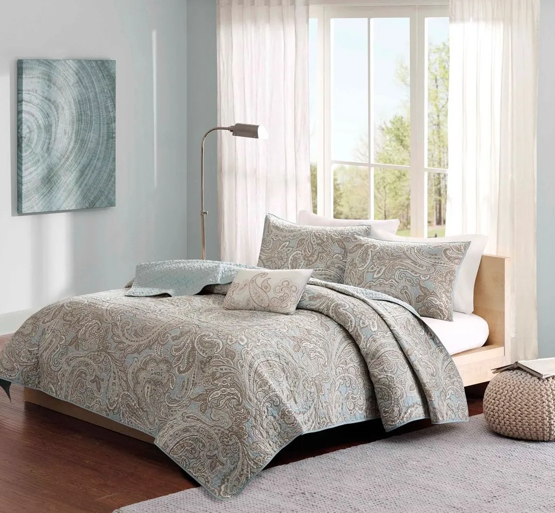 Olliix by Madison Park Pure Ronan 4 Piece Blue King/California King Coverlet Set
