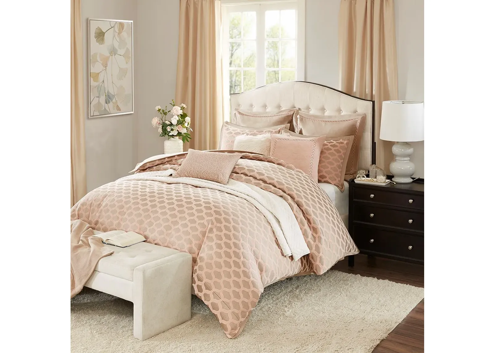 Olliix by Madison Park Signature Pink King Romance Comforter Set