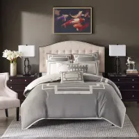Olliix by Madison Park Signature Grey Queen Savoy Comforter Set