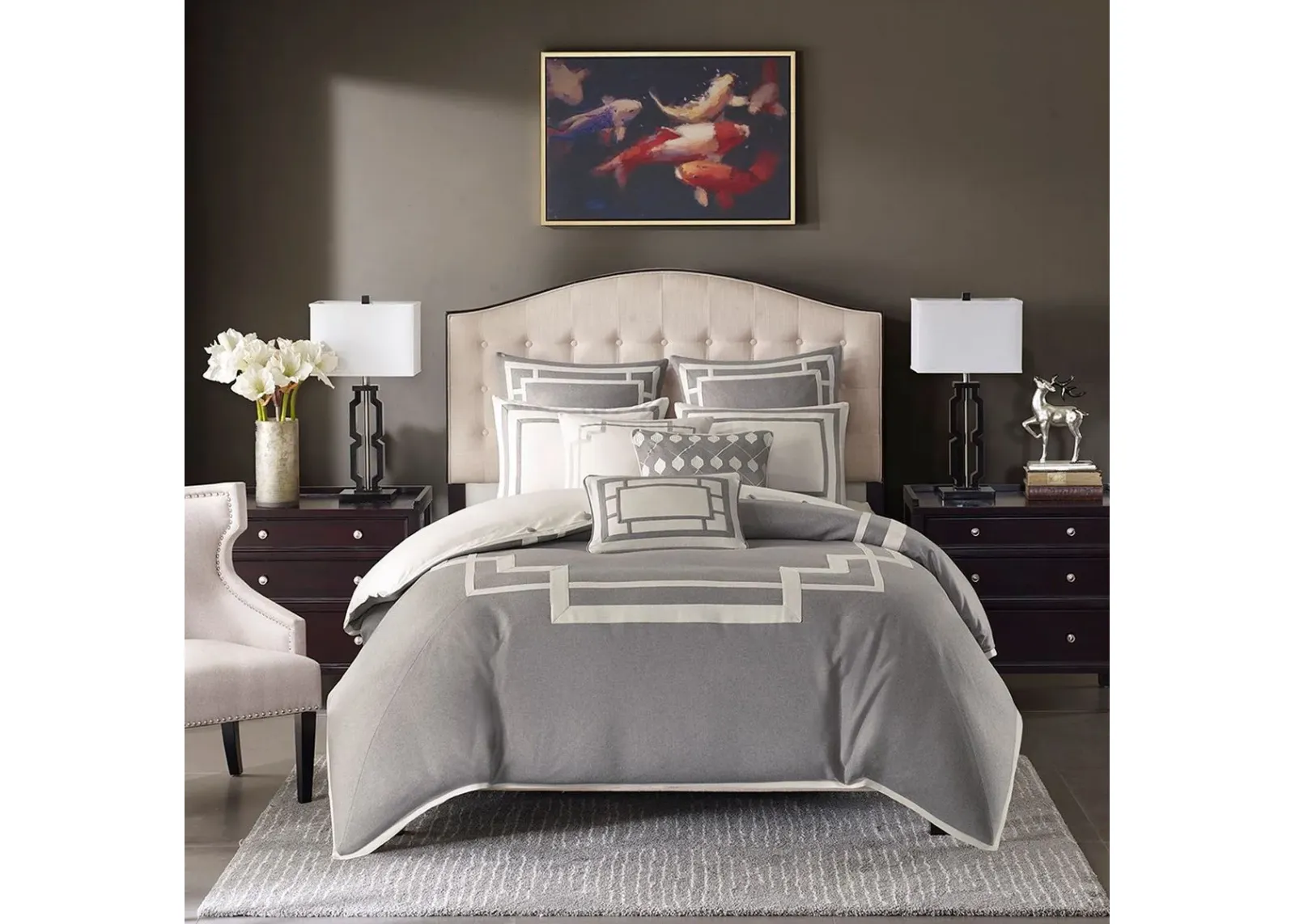 Olliix by Madison Park Signature Grey Queen Savoy Comforter Set