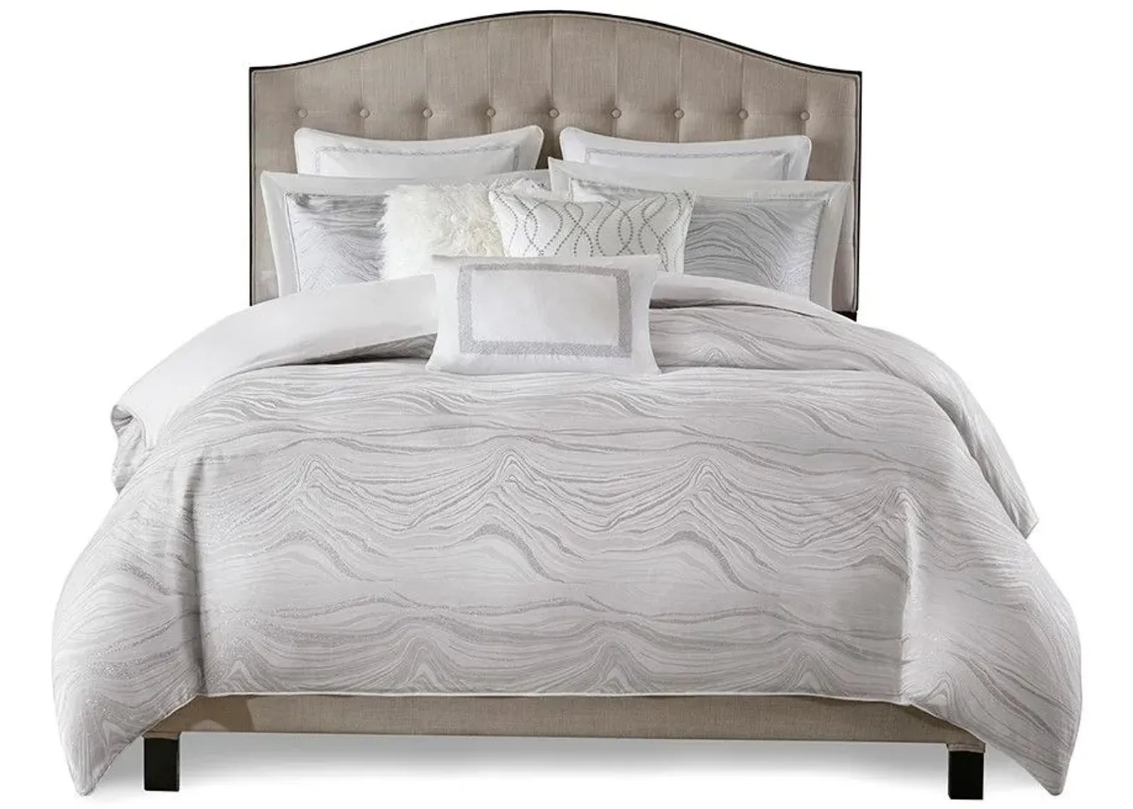 Olliix by Madison Park Signature White Queen Hollywood Glam Comforter Set