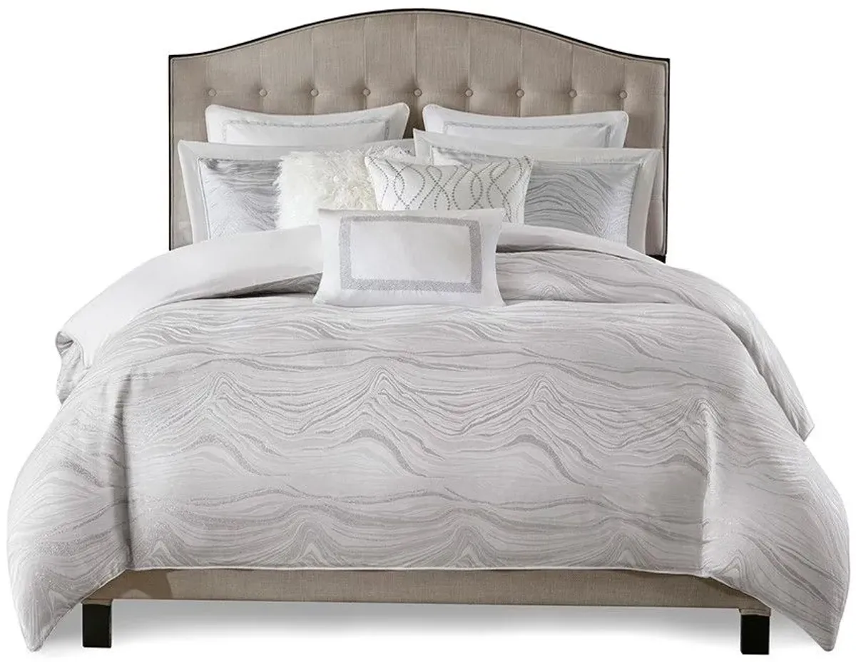 Olliix by Madison Park Signature White Queen Hollywood Glam Comforter Set