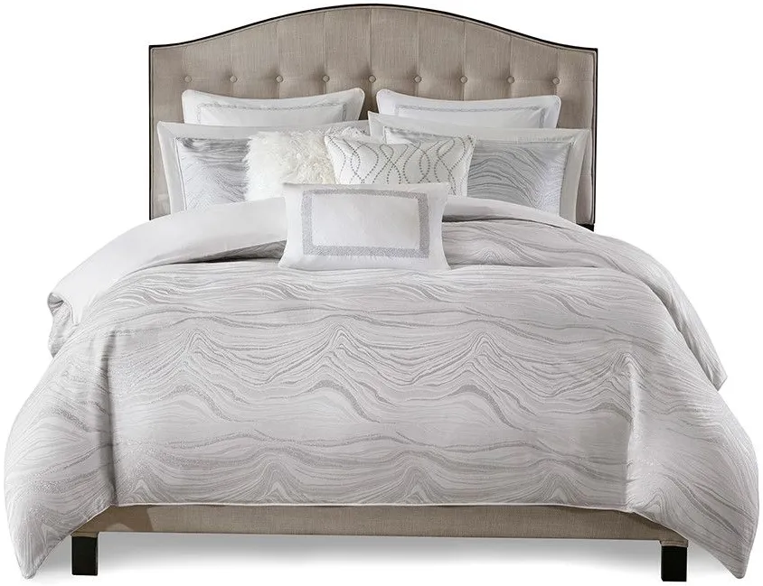 Olliix by Madison Park Signature White Queen Hollywood Glam Comforter Set