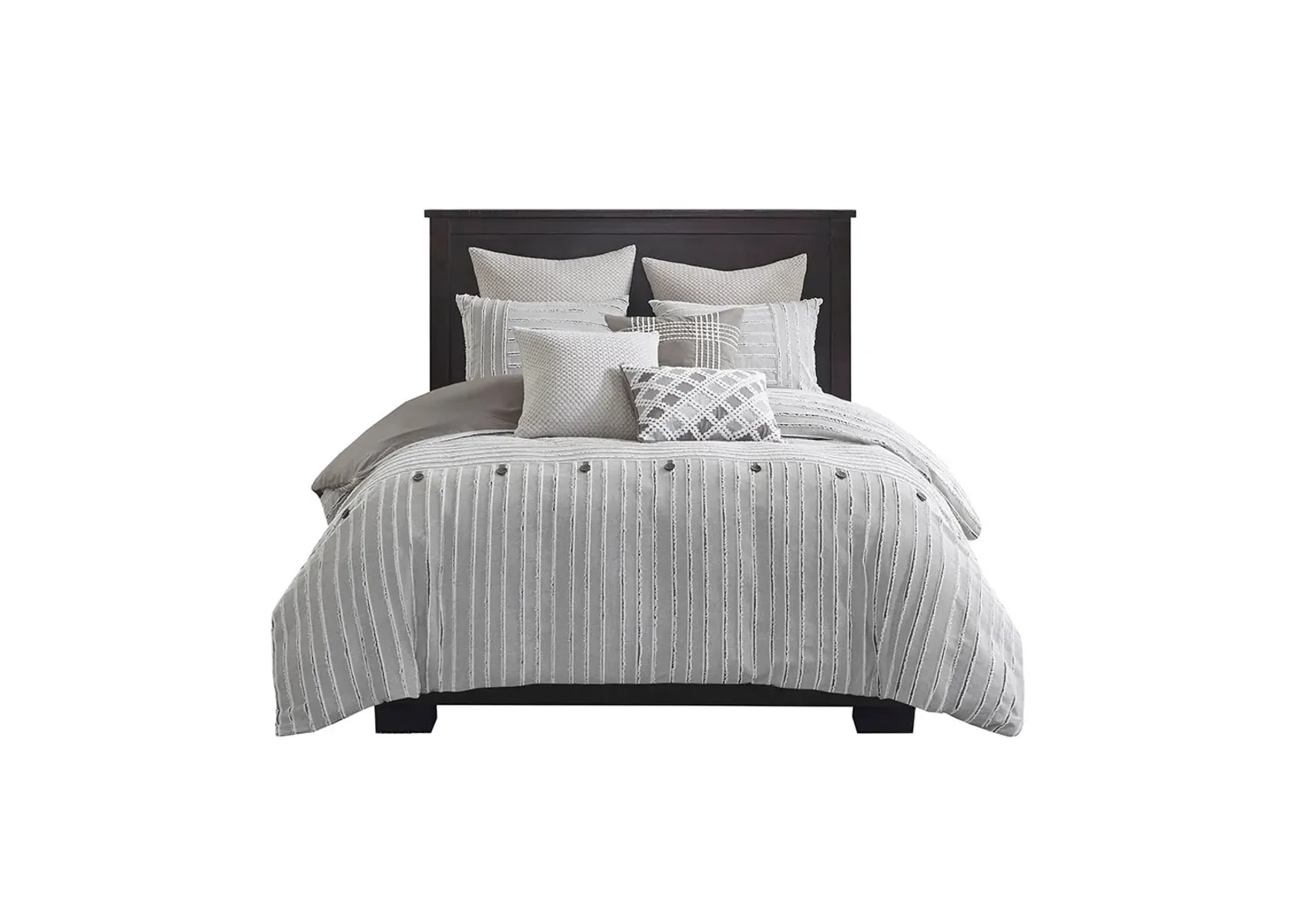 Olliix by Madison Park Signature Essence Gray Queen Cotton Jacquard Comforter Set