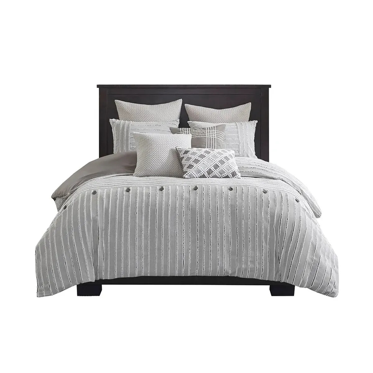 Olliix by Madison Park Signature Essence Gray Queen Cotton Jacquard Comforter Set