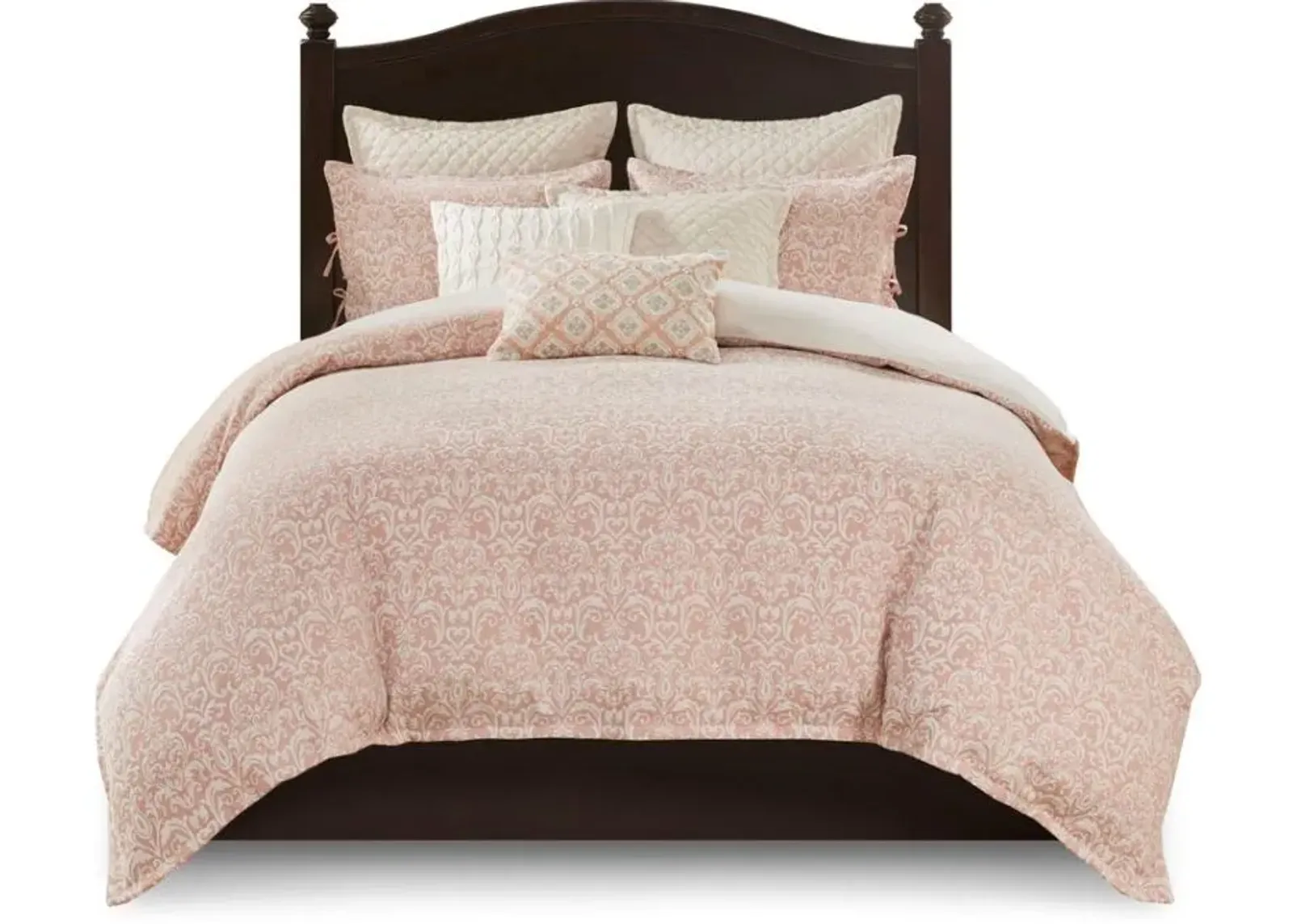 Olliix by Madison Park Signature Haven Blush Queen Chenille Jacquard Comforter Set