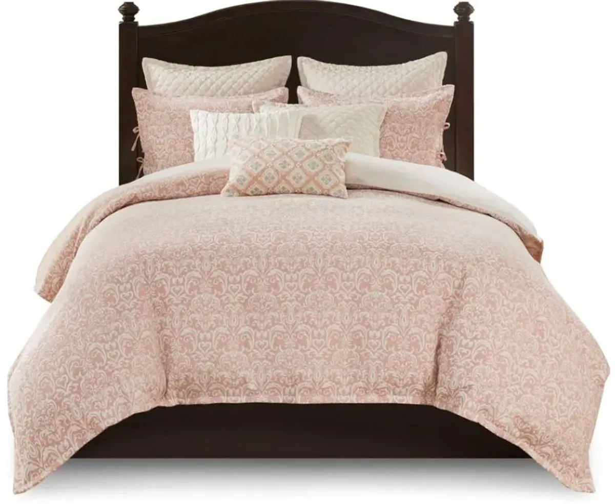 Olliix by Madison Park Signature Haven Blush Queen Chenille Jacquard Comforter Set