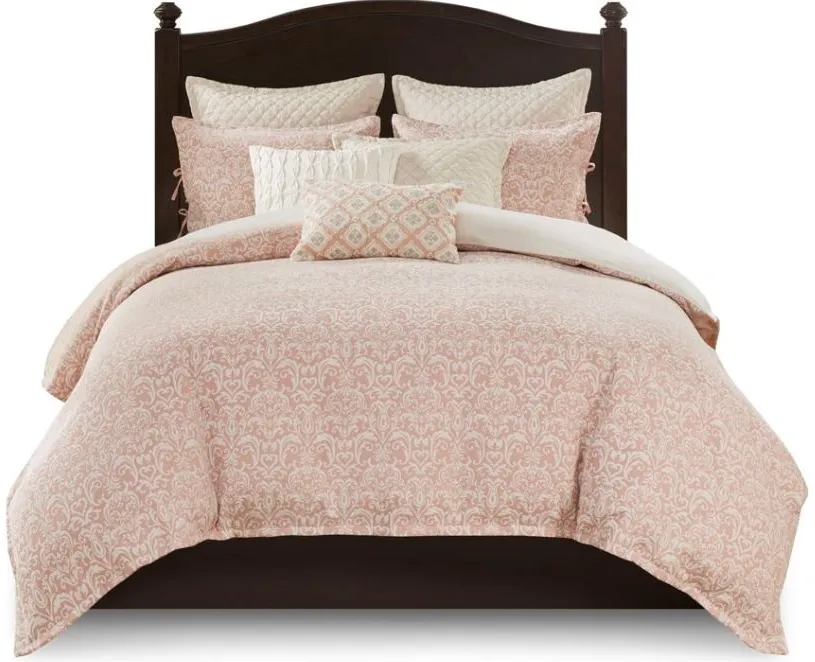 Olliix by Madison Park Signature Haven Blush Queen Chenille Jacquard Comforter Set