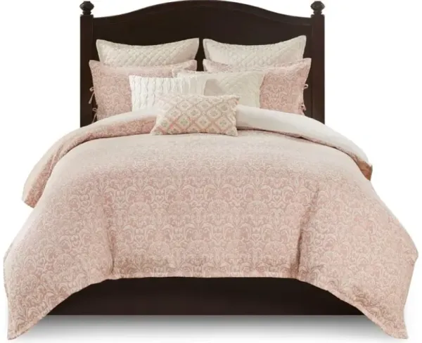 Olliix by Madison Park Signature Haven Blush King Chenille Jacquard Comforter Set