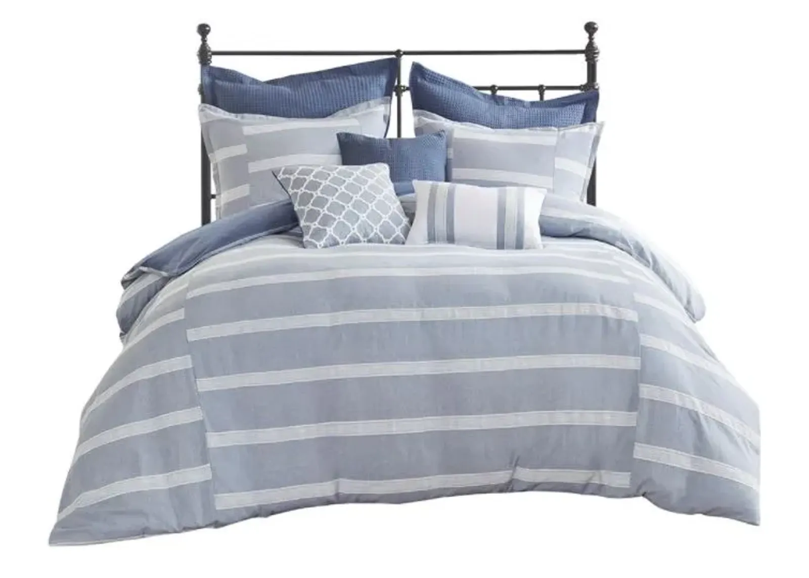 Olliix by Madison Park Signature Noble Blue Queen Cotton Comforter Set