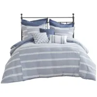 Olliix by Madison Park Signature Noble Blue King Cotton Comforter Set