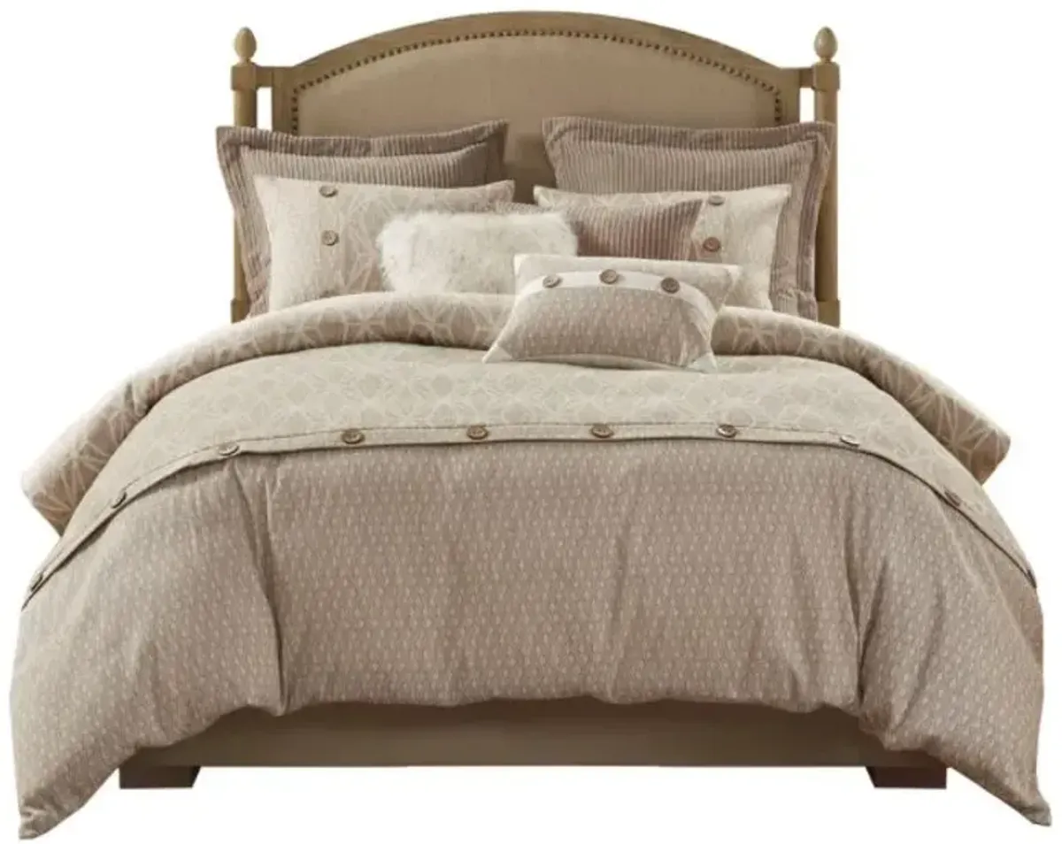 Olliix by Madison Park Signature Grace Taupe King Geometric Jacquard Comforter Set