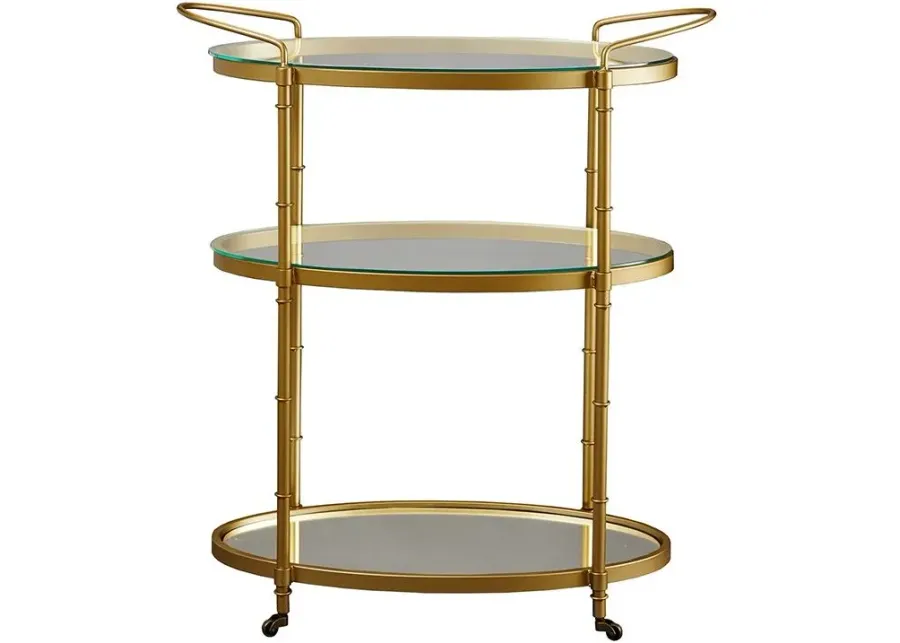 Olliix by Madison Park Signature Antique Gold Lauren Bar Cart