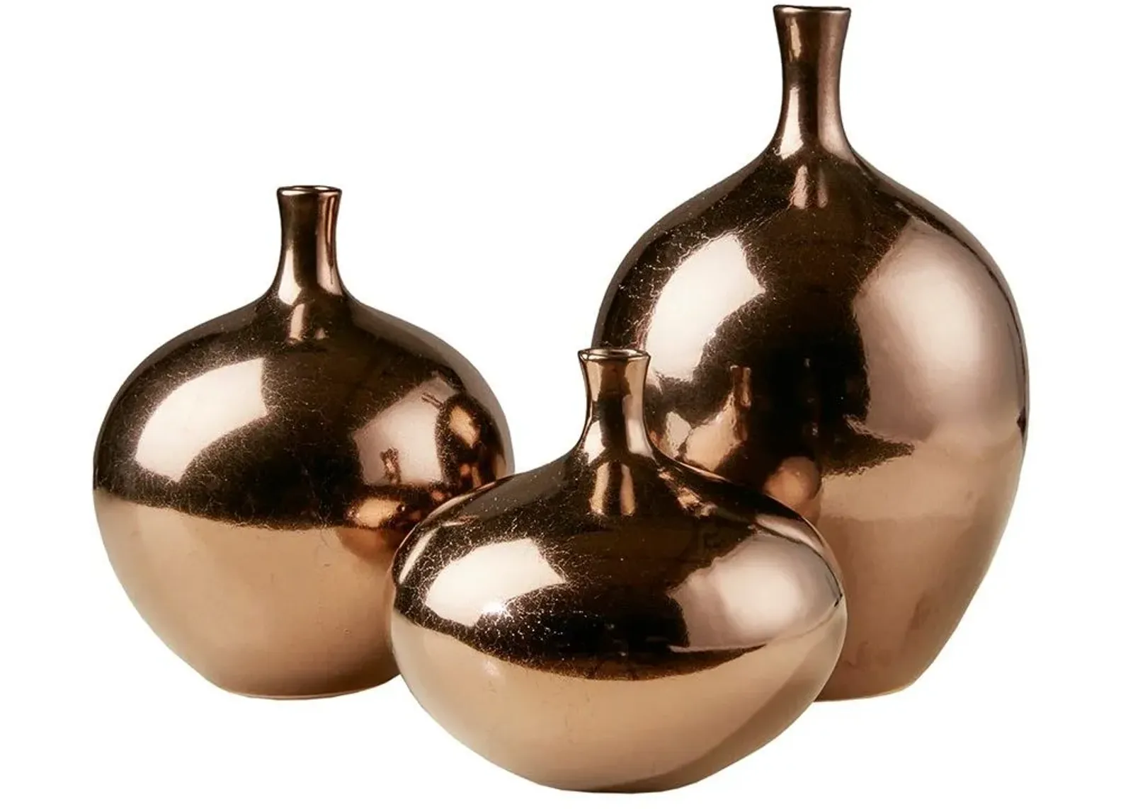 Olliix by Madison Park Signature Bronze Set of 3 Ansen Metallic Vases