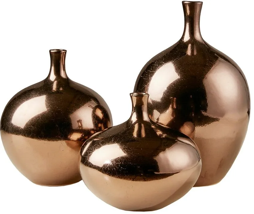 Olliix by Madison Park Signature Bronze Set of 3 Ansen Metallic Vases