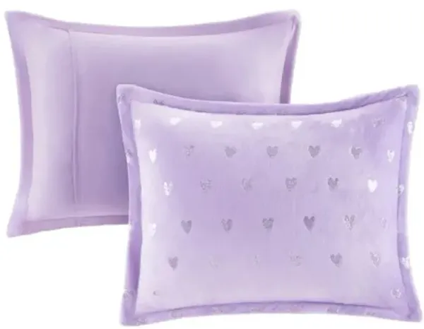 Olliix by Mi Zone Rosalie Purple and Silver Full/Queen Metallic Printed Plush Comforter Set