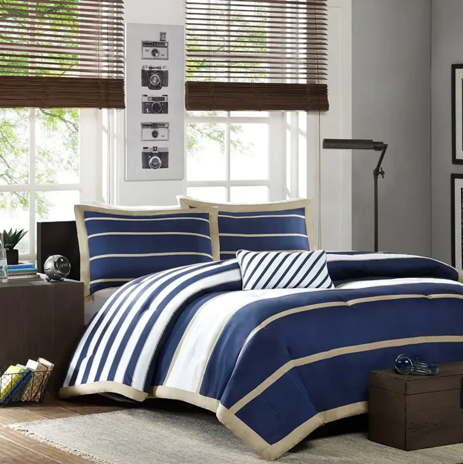 Olliix by Mi Zone Ashton Navy and Khaki Twin/Twin XL Comforter Set