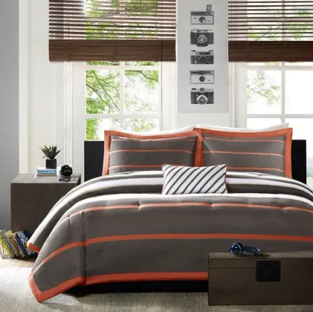 Olliix by Mi Zone Design Ashton Orange/Grey Twin/Twin Extra Large Comforter Set
