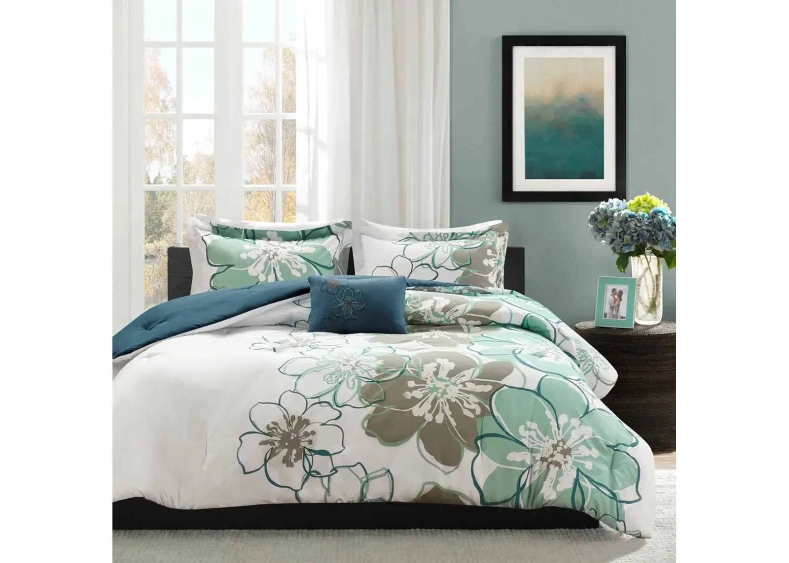 Olliix by Mi Zone Allison Blue/Grey Full/Queen Comforter Set