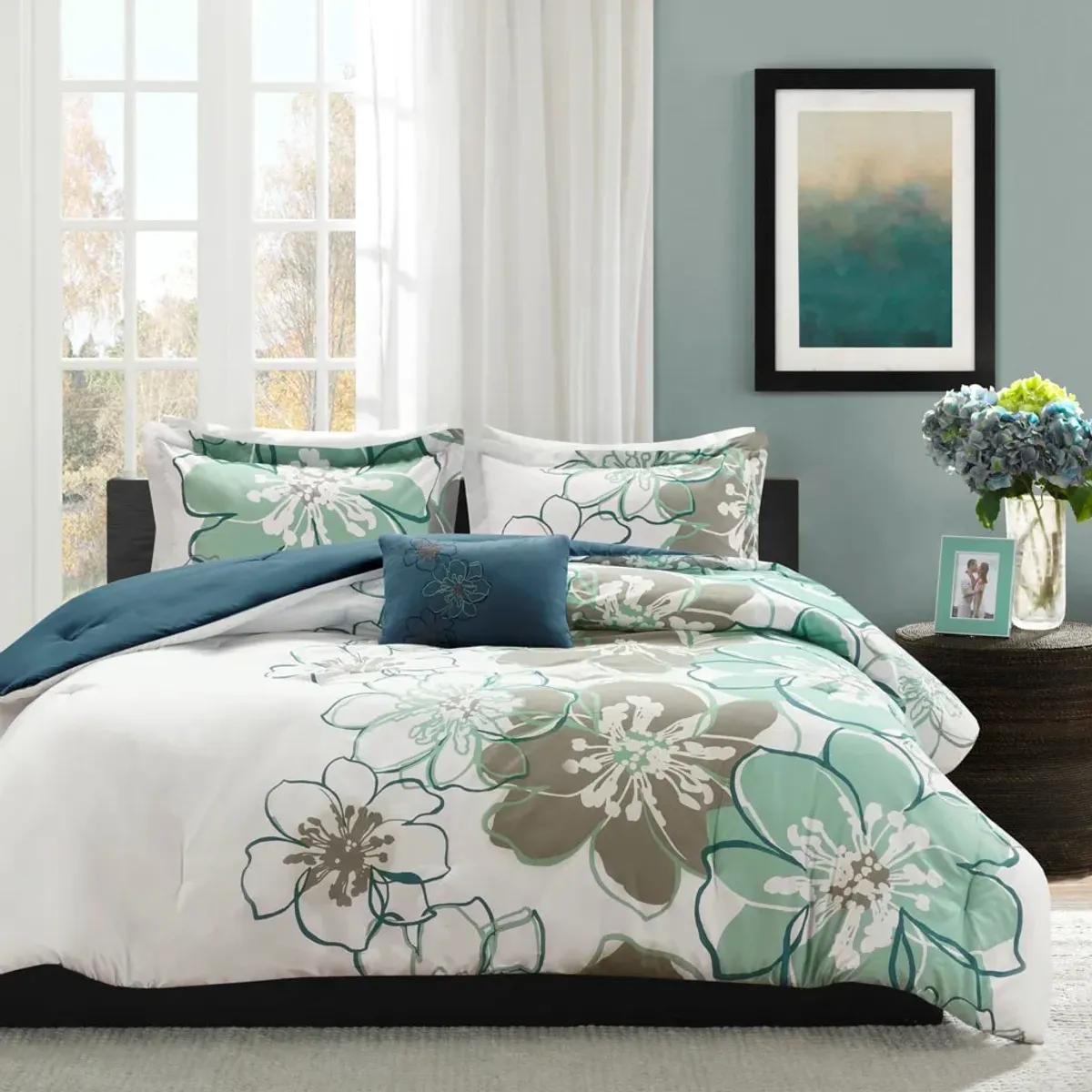 Olliix by Mi Zone Allison Blue/Grey Full/Queen Comforter Set