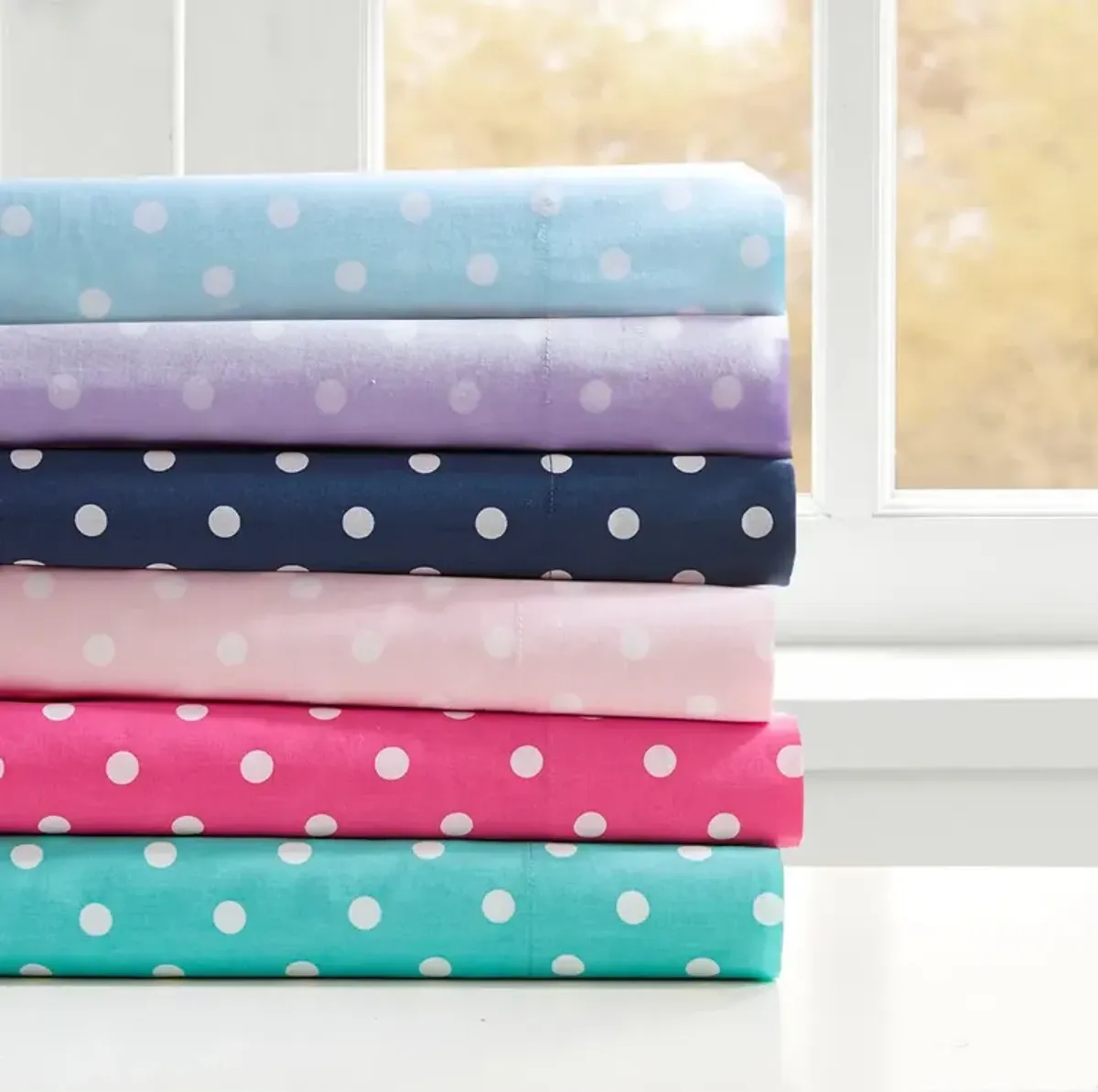 Olliix by Mi Zone Pink Twin Polka Dot Printed 100% Cotton Sheet Set