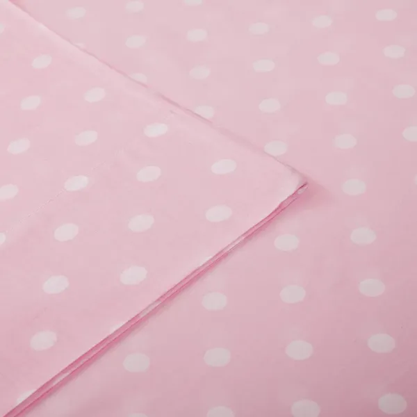 Olliix by Mi Zone Pink Full Polka Dot Printed 100% Cotton Sheet Set