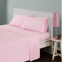 Olliix by Mi Zone Pink Full Polka Dot Printed 100% Cotton Sheet Set