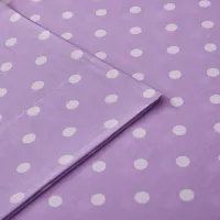 Olliix by Mi Zone 3 Piece Purple Twin Polka Dot Printed 100% Cotton Sheet Set