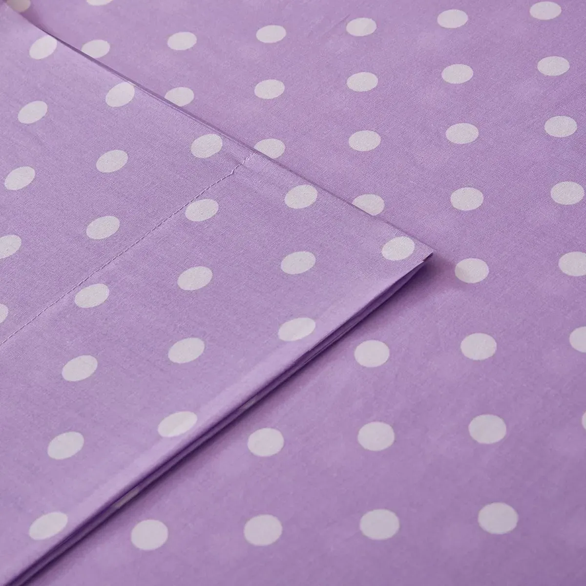 Olliix by Mi Zone 4 Piece Purple Queen Polka Dot Printed 100% Cotton Sheet Set