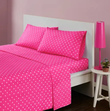Olliix by Mi Zone Dark Pink Queen Polka Dot Printed 100% Cotton Sheet Set
