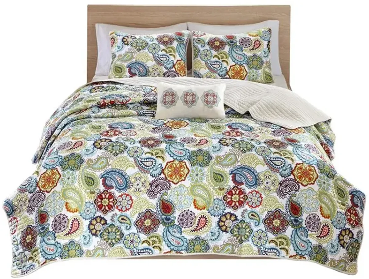Olliix by Mi Zone Tamil Multi Full/Queen Reversible Coverlet Set