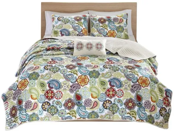 Olliix by Mi Zone Tamil Multi Full/Queen Reversible Coverlet Set