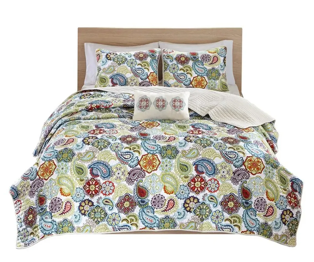 Olliix by Mi Zone Tamil Multi Full/Queen Reversible Coverlet Set