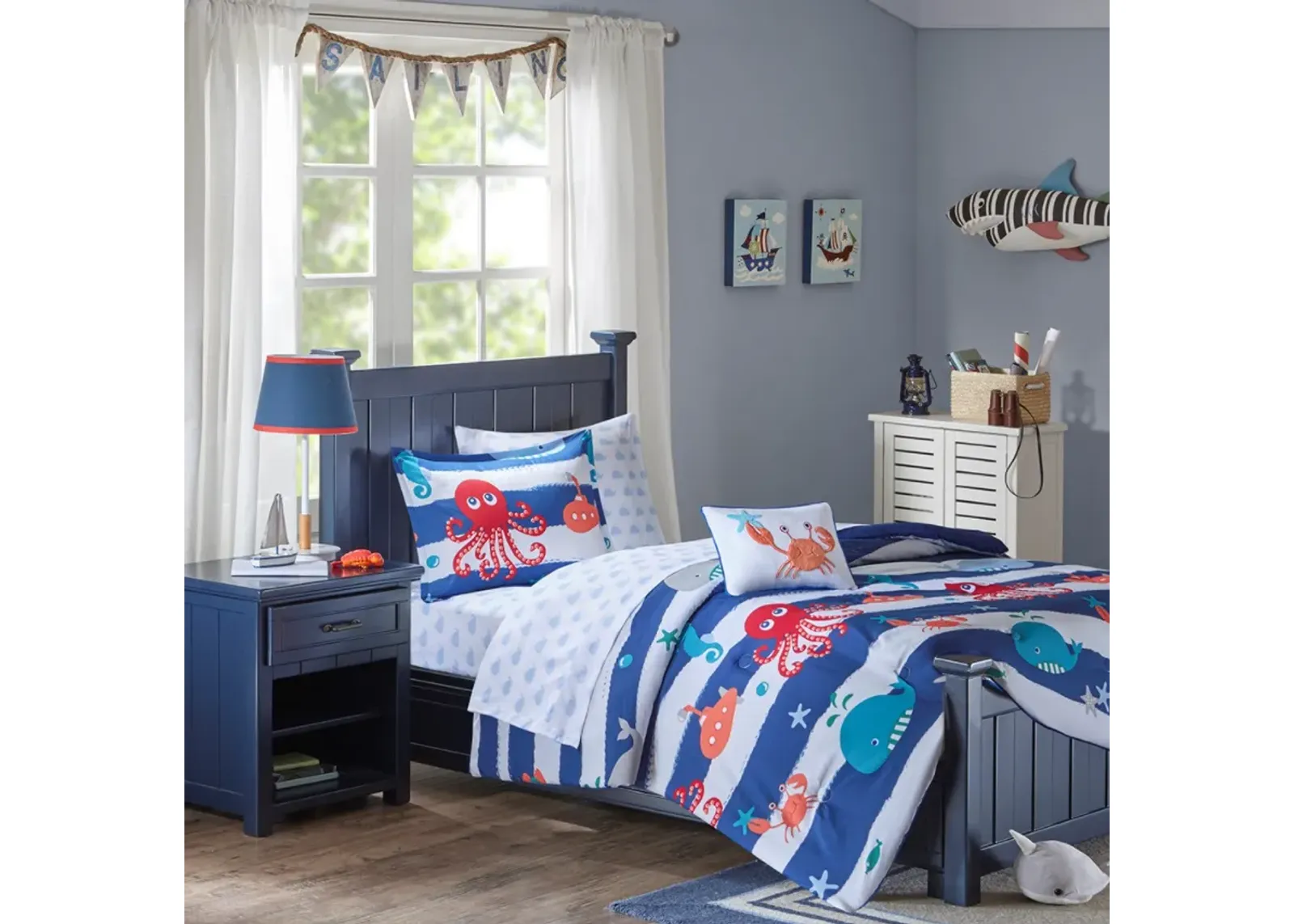 Olliix by Mi Zone Kids Sealife Blue Full Complete Bed and Sheet Set