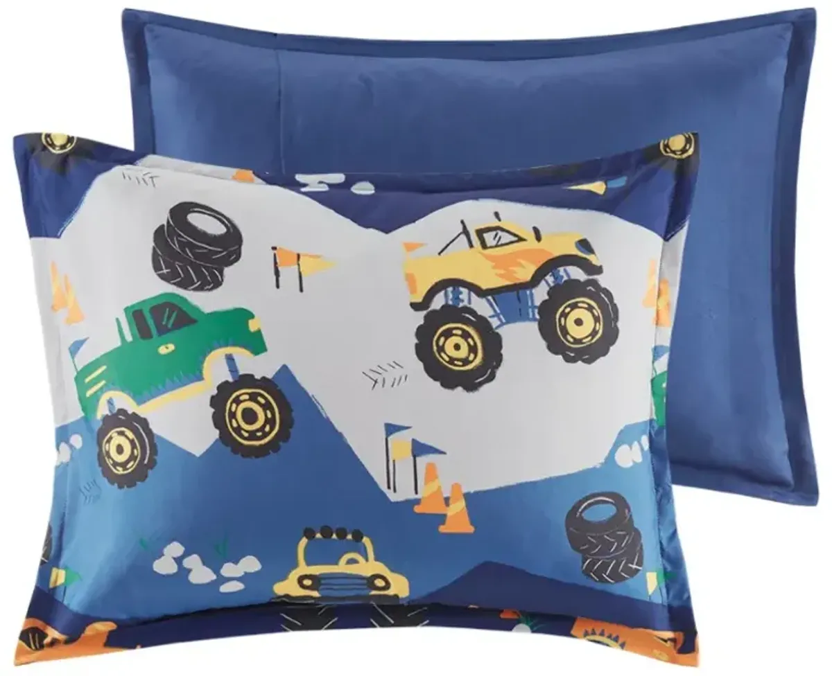 Olliix by Mi Zone Kids Nash Blue Twin Monster Truck Comforter Set