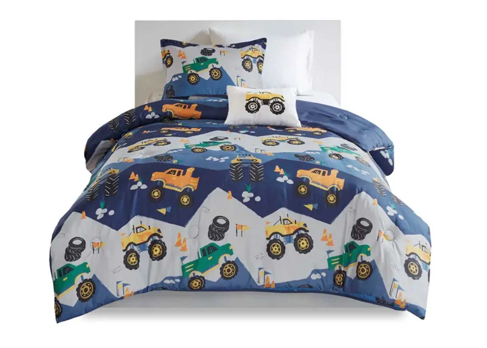 Olliix by Mi Zone Kids Nash Blue Twin Monster Truck Comforter Set