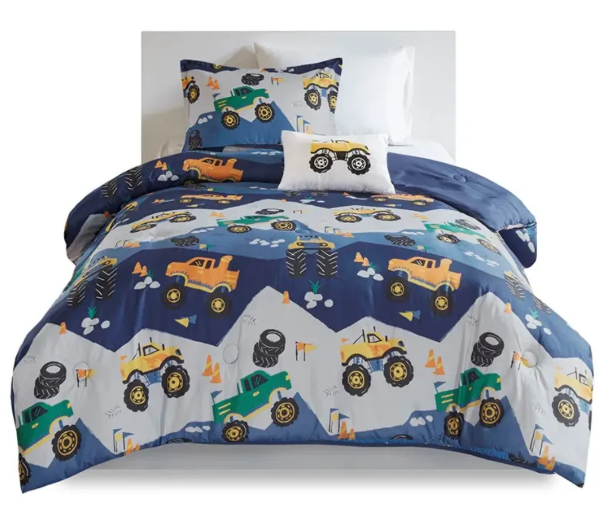 Olliix by Mi Zone Kids Nash Blue Full/Queen Monster Truck Comforter Set