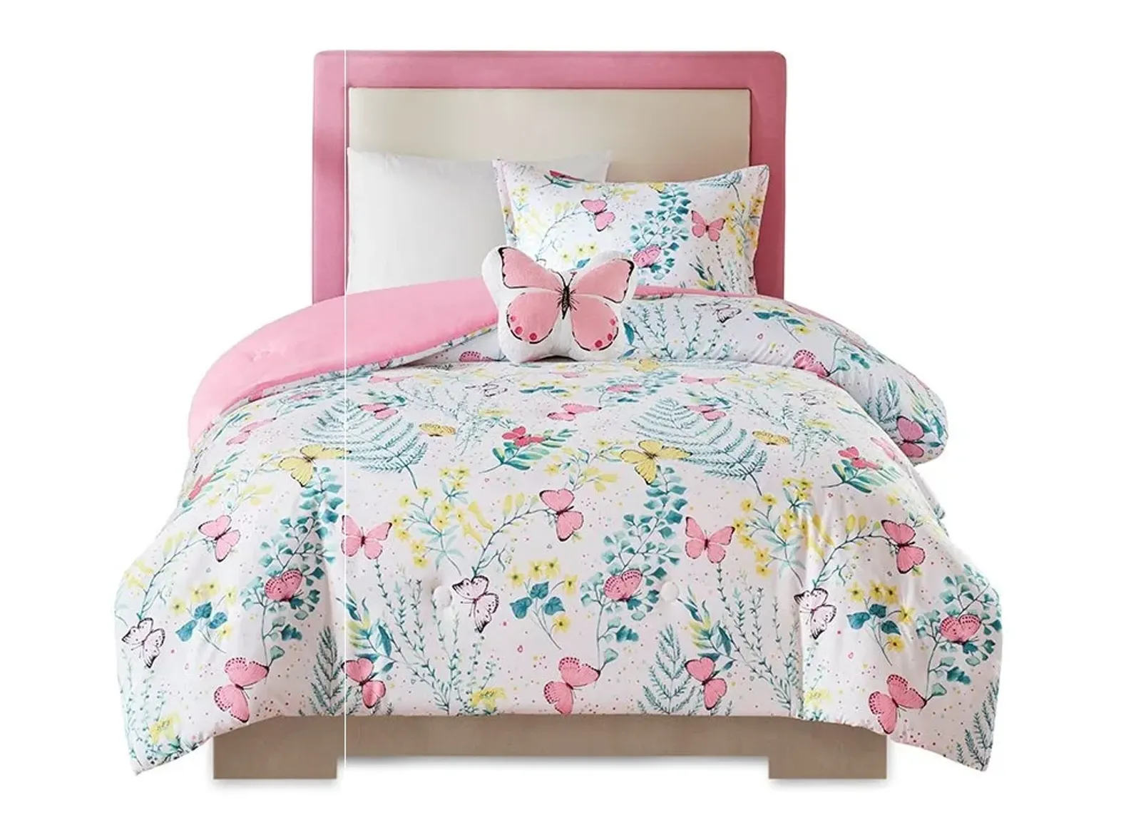 Olliix by Mi Zone Kids Cynthia Pink Twin Printed Butterfly Comforter Set