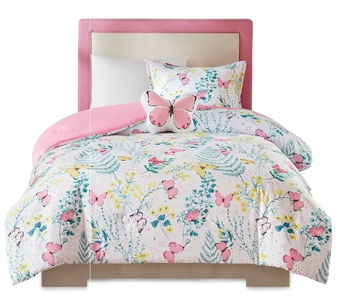 Olliix by Mi Zone Kids Cynthia Pink Twin Printed Butterfly Comforter Set