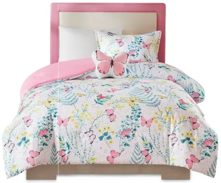 Olliix by Mi Zone Kids Cynthia Pink Twin Printed Butterfly Comforter Set