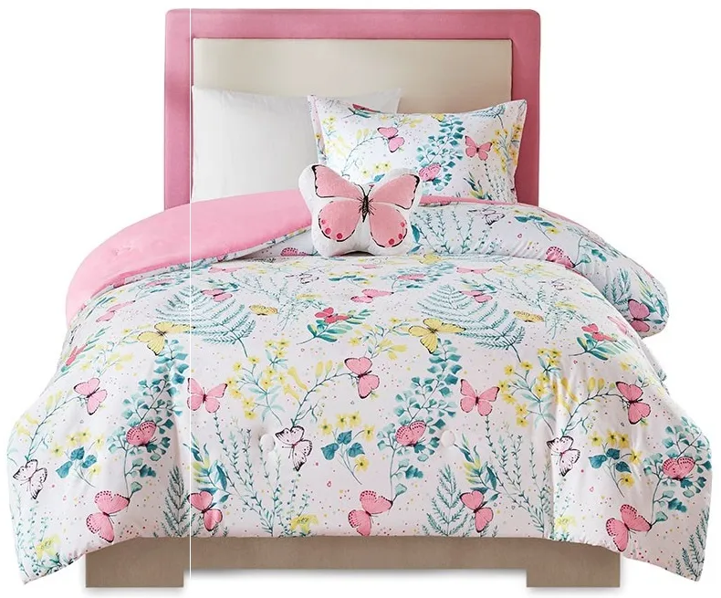 Olliix by Mi Zone Kids Cynthia Pink Twin Printed Butterfly Comforter Set