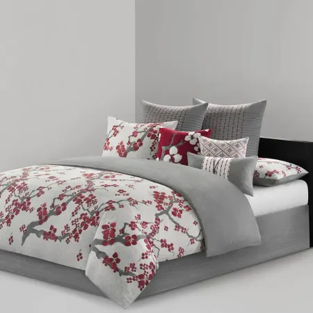 Olliix by N Natori Cherry Blossom Multi Queen Comforter Mini Set