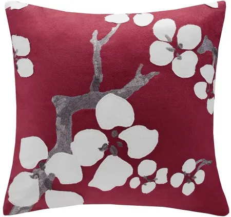 Olliix by N Natori Red Cherry Blossom Square Pillow
