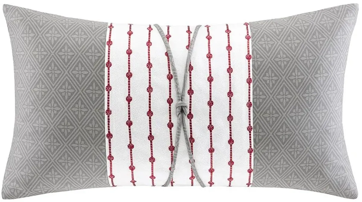 Olliix by N Natori Grey Cherry Blossom Oblong Pillow