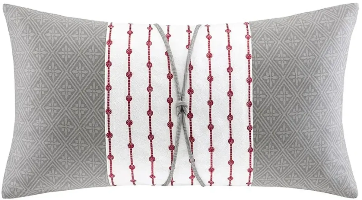 Olliix by N Natori Grey Cherry Blossom Oblong Pillow