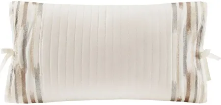 Olliix by N Natori White Hanae Embroidered Cotton Oblong Decorative Pillow